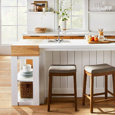 Candor Wood And Upholstered Saddle Counter Height Barstool - Threshold™