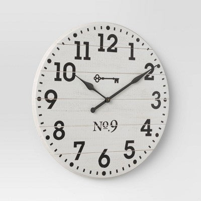  26" Farmhouse Wood Wall Clock White - Threshold™