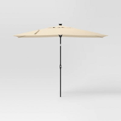  10'x6' Rectangular Solar Market Patio Umbrella - Black Pole - Threshold™