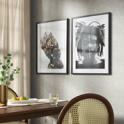  24" X 30" 2pc Cultural Framed Wall Posters - Threshold™: Modern Art Lithograph, Black Frame