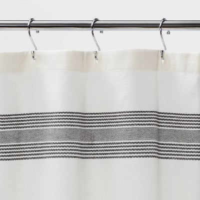  Striped Fringe Shower Curtain Off-White - Threshold™