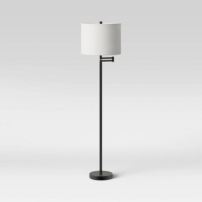  Metal Column Swing Arm Floor Lamp Black - Threshold™