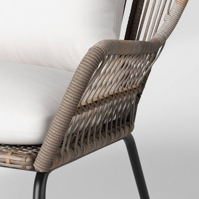  Steel And Wicker Latigo Rust Resistant Outdoor Patio Loveseat Arm Chair Gray - Threshold™