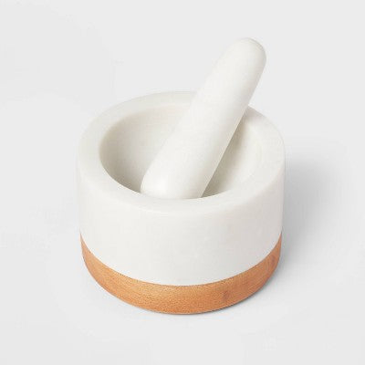  Marble/Wood Mortar And Pestle - Threshold™