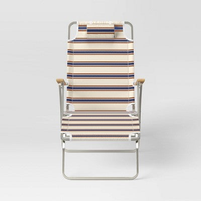  Striped Aluminum Beach Lounger With Wood Arms - Threshold™