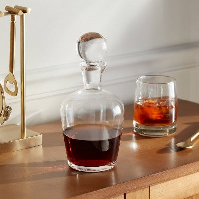  Liquor Glass Decanter With Stopper Clear - Threshold™: Wine Decanter, Dishwasher-Safe, Cadmium-Free, 24oz Capacity