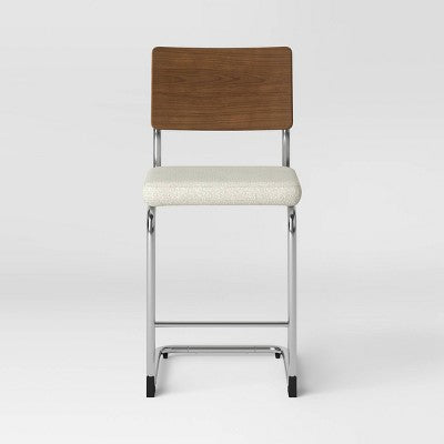  Cecilton Chrome Cantilever Counter Height Barstool Cream Boucle - Threshold™