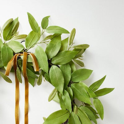  Oversized Fall Leaf Wreath With Velvet Ribbon Green - Threshold™ Designed With Studio McGee