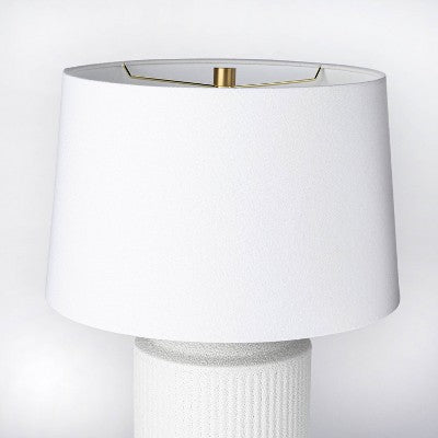  24"x16" Ceramic Assembled Table Lamp White - Threshold™ Designed With Studio McGee: Ribbed Design, Dimmable, UL Listed