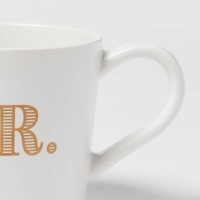  15oz Stoneware Mr. Mug - Threshold™: Traditional White Drinkware, Dishwasher & Microwave Safe, Wedding Gift Idea