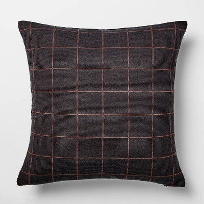  Square Woven Grid Pillow Navy/Burgundy - Threshold™ Designed With Studio McGee