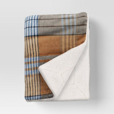  Printed Plush Throw With Faux Shearling Reverse - Threshold™