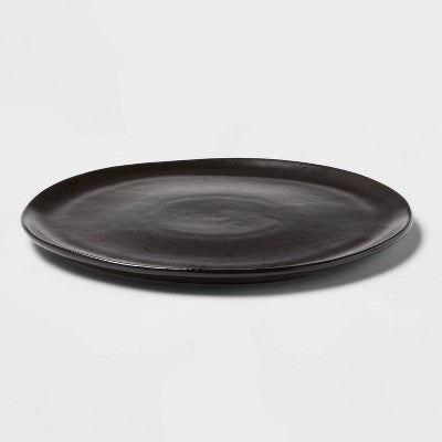  10" Earthenware Houlton Dinner Plate Black - Threshold™: Solid Round Microwave & Dishwasher Safe Dining Plate