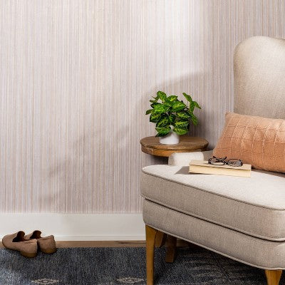  Metallic Grasscloth Wallpaper Linen - Threshold™: Vinyl, Removable, Self-Adhesive, Temporary, 198" X 20", Multicolored