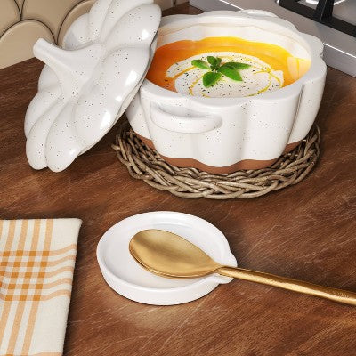  Stoneware Spoon Rest - Threshold™: White Ceramic Spoon Holder, Dishwasher-Safe, 5.25" X 5"