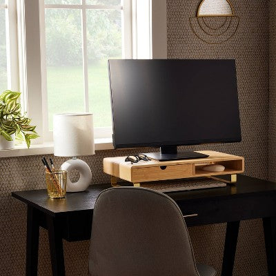  Monitor Riser With USB And Wireless Charging Brown - Threshold™