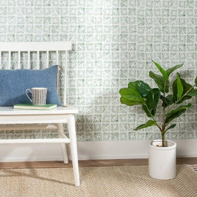  Block Print Tile Wallpaper Sage - Threshold™: Removable, Self-Adhesive, Peelable, Washable, Stain-Resistant, 27.5 Sq Ft Coverage