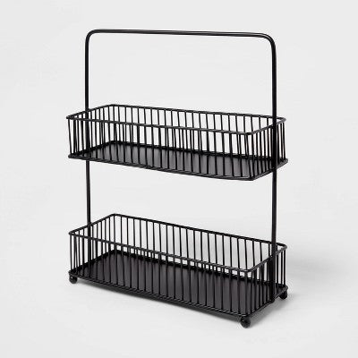  Iron 2-Tier Wire Spice Rack Black - Threshold™: Freestanding Seasoning Organizer, Kitchen Storage Solution