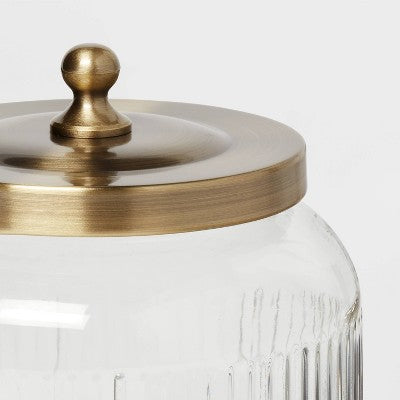  Small Glass Bath Canister Brass - Threshold™: Elegant Storage Container With Lid For Bathroom Organization