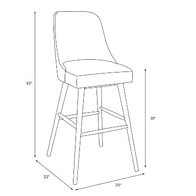  Geller Modern Counter Height Barstool Gray Boucle - Threshold™: Upholstered, Rubberwood Frame, 250lb Capacity