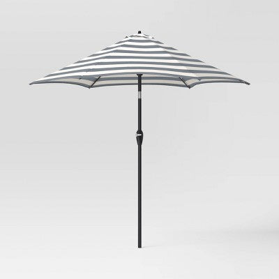  9' Round Cabana Stripe Outdoor Patio Market Umbrella With Black Pole - Threshold™