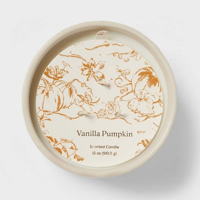  Textured Straight Side Ceramic Vanilla Pumpkin Candle White - Threshold™