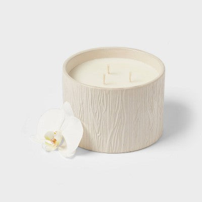  Textured Straight Side Ceramic Vanilla Pumpkin Candle White - Threshold™