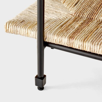  Metal And Rush Weave Top Console Table Black - Threshold™ Designed With Studio McGee: Mahogany Frame, Square Entryway Table