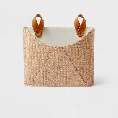  Woven Wall Pocket With Faux Leather Loop Taupe - Threshold™: Wall File & Mail Organizer, Office Holder,