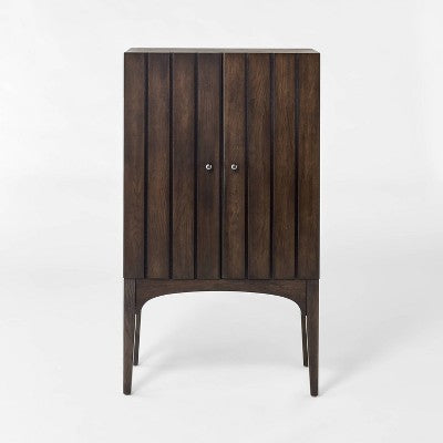  Palma Arched Fluted Cabinet Dark Brown - Threshold™ Designed With Studio McGee: Hardwood Frame, 2 Shelves, MDF Surface