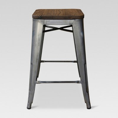  Set Of 2 Hampden Industrial 24" Counter Height Barstool Natural Metal - Threshold™