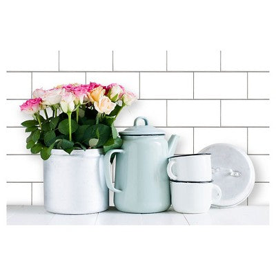  Subway Tile Peel & Stick Wallpaper White - Threshold™: Vinyl, Self-Adhesive, Stain-Resistant, Washable, 27.5 Sq Ft Coverage