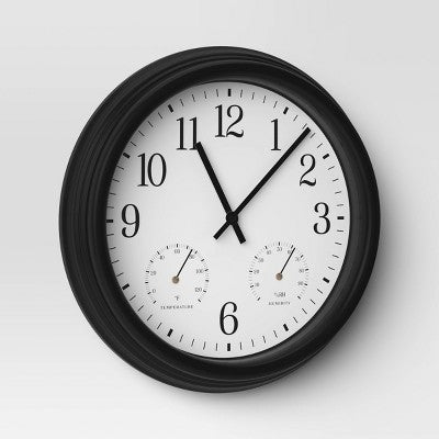  16" Outdoor Wall Clock Charcoal Gray - Threshold™