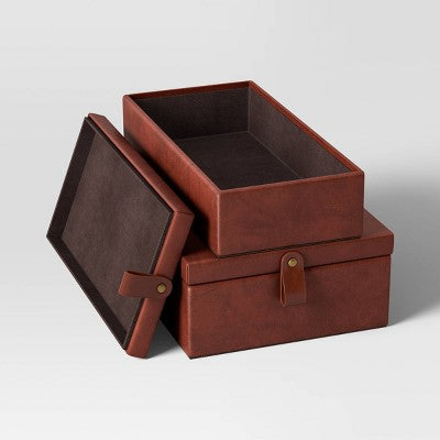  Faux Leather Storage Box Set - Threshold™