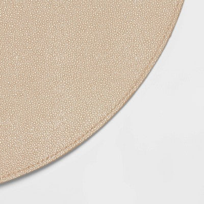  Plastic Charger Gold - Threshold™: Round Faux Leather Placemat, Traditional Style, Gold Shagreen, 15" Diameter