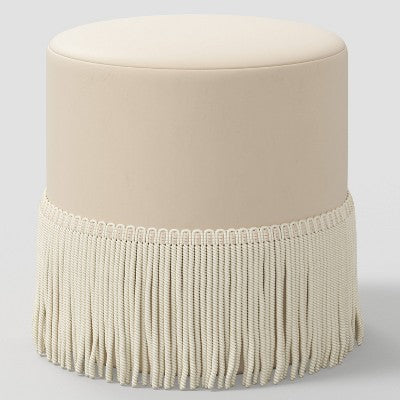  Fringe Drum Ottoman In Velvet - Threshold™