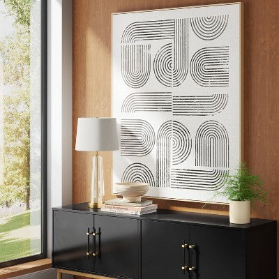  45" X 55" Line Art I Framed Kraft Wall Canvas - Threshold™