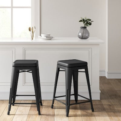  Set Of 2 Carlisle Backless Swivel Counter Height Barstool Matte Black - Threshold™