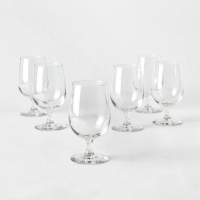  16oz 6pk Glass Shoreham Goblets - Threshold™: Traditional Lead-Free Drinking Glasses, Dishwasher-Safe, Cold Beverages