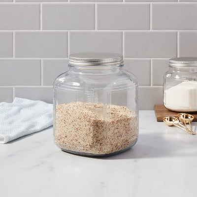  128oz Glass Jar With Metal Lid - Threshold™: Clear Glass Food Storage Container, Stainless Steel Lid, Hand Wash