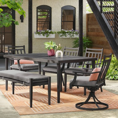  2pc Fairmont Stationary Outdoor Patio Dining Chairs Arm Chairs Black - Threshold™