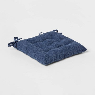  Denim Solid Chair Pad Seat Cushion Blue - Threshold™: Indoor Kitchen Chair Cushions, Cotton & Polyester, 15"x15"