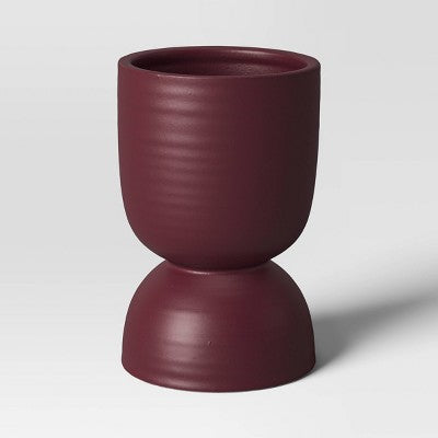  Ceramic Citronella Hourglass Cotton Wick Outdoor Candle Burgundy 10oz - Threshold™