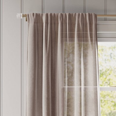  Light Filtering Textural Sheer Curtain Panel Brown - Threshold™