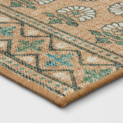  28"x84" Floral Block Memory Foam Runner Rug Yellow - Threshold™