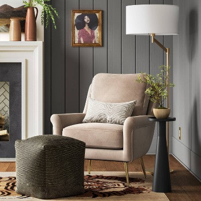  Hazel Stone Washed Canvas Pouf With Removable Fill Olive Green - Threshold™