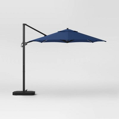  10' Round Solid Solar Offset Outdoor Patio Cantilever Umbrella With Black Pole - Threshold™