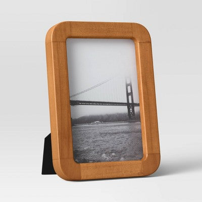  Rounded Corner Medium Wood Single Image Table Frame Brown - Threshold™