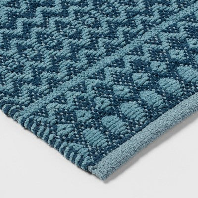  20"x32" Mixed Texture Chenille Bath Rug Teal Blue - Threshold™