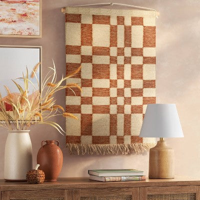  24" X 36" Hand Woven Jute/Polyester Wall Art With Wooden Dowel - Threshold™